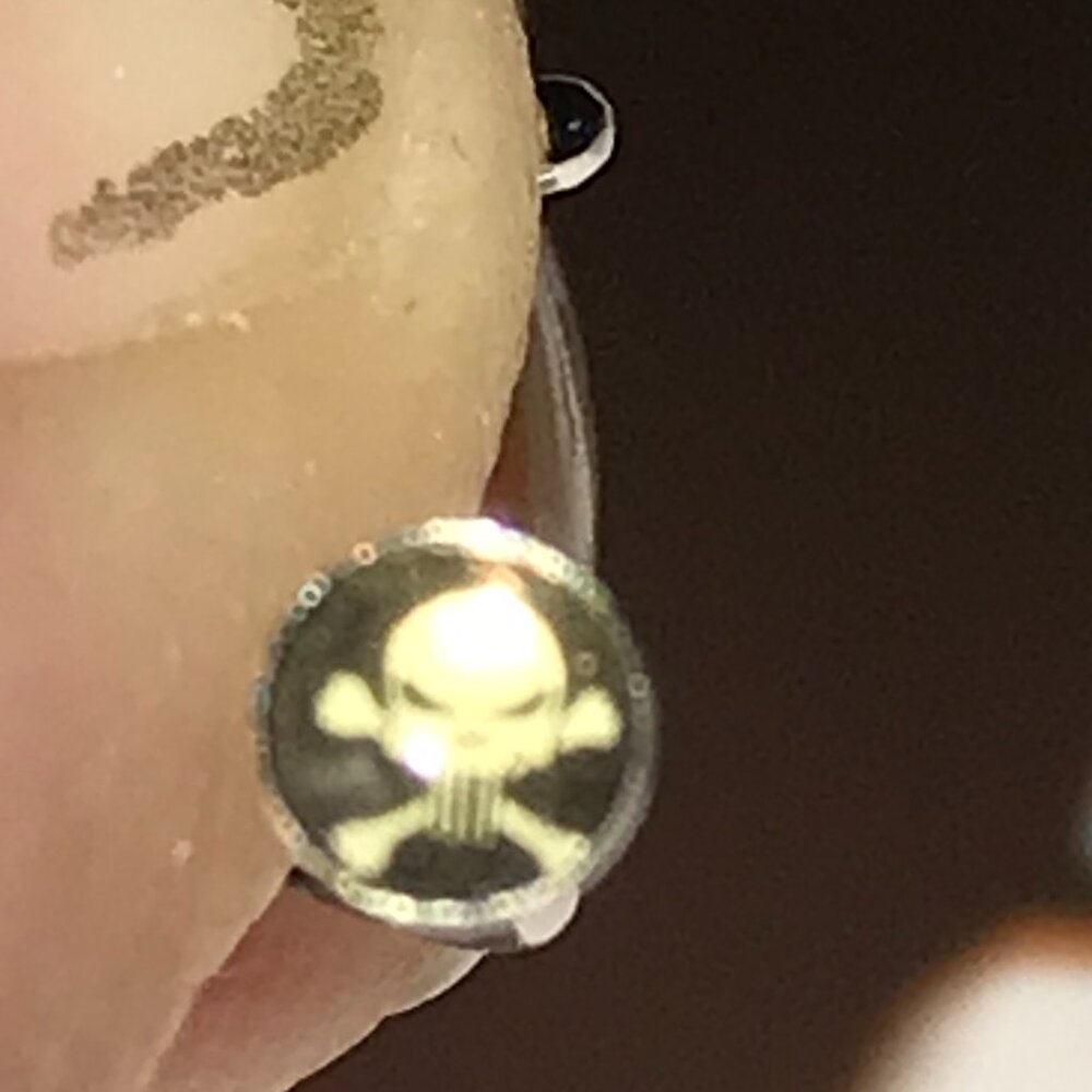 Black and White Skull and Crossbones 18 Gauge C-shaped Nose Ring